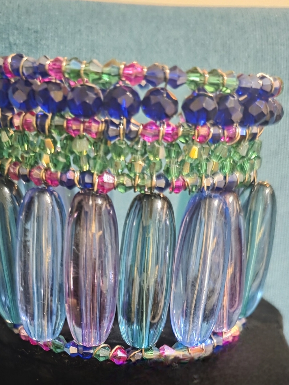 Sassy Jones Multicolor Crystal Statement Necklace And Bracelet Set. - Picture 3 of 3